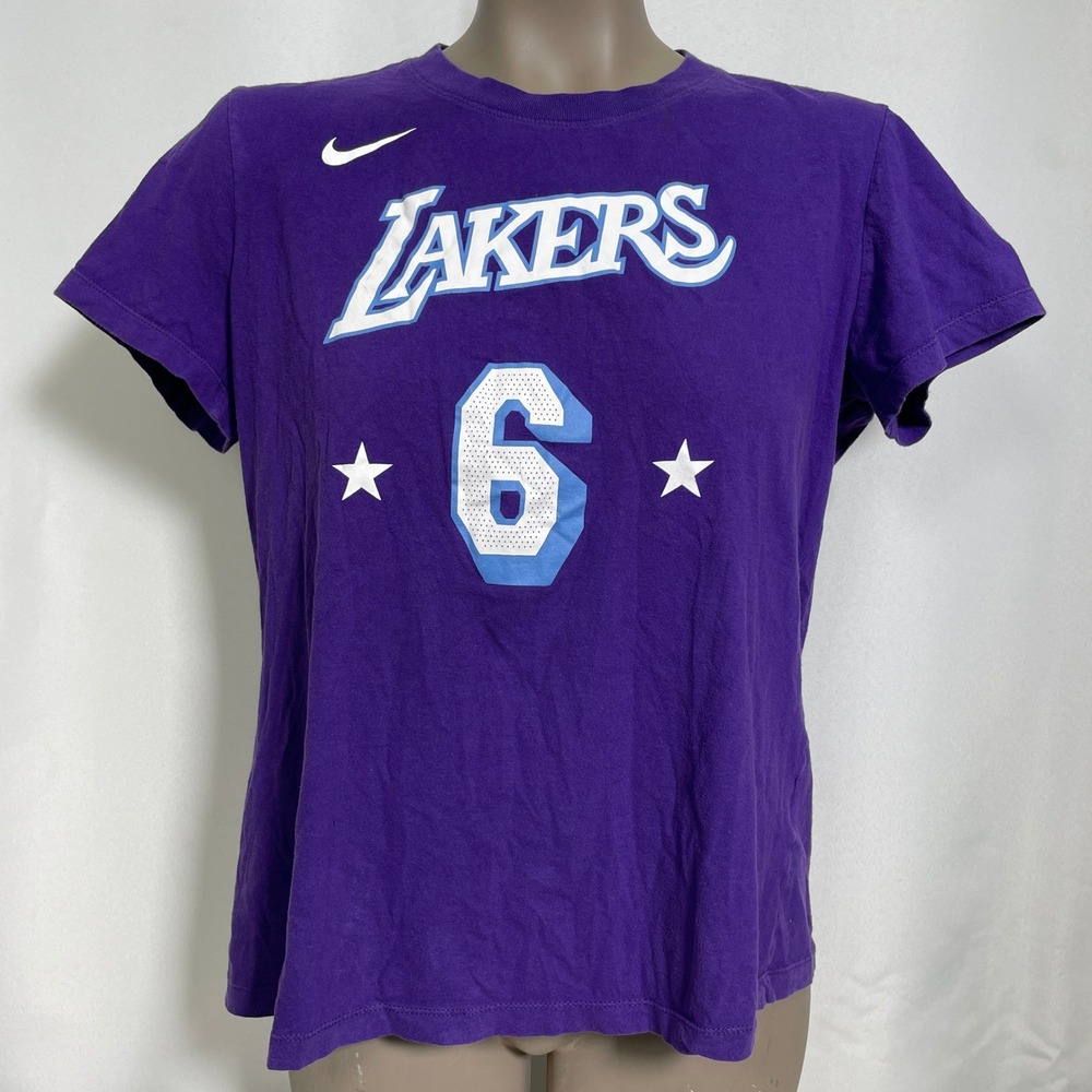 LeBron James #6 Los Angeles Lakers NBA Nike Purple Jersey T-Shirt Women's LARGE